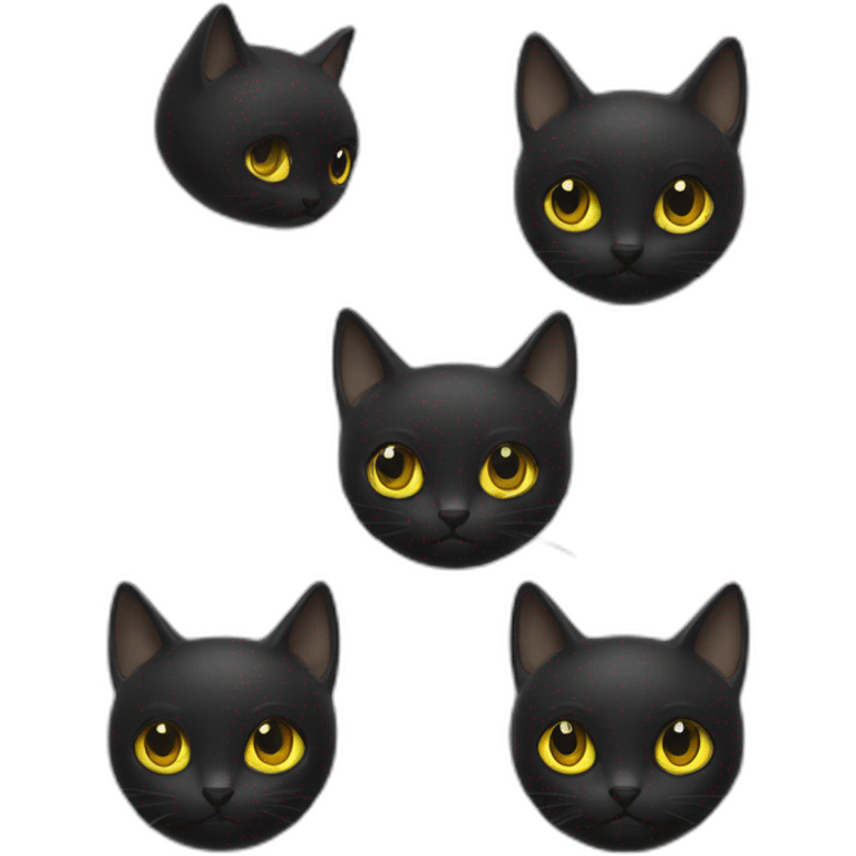 Chat noir avec des yeux vers sur le dos les pâtes en l air emoji