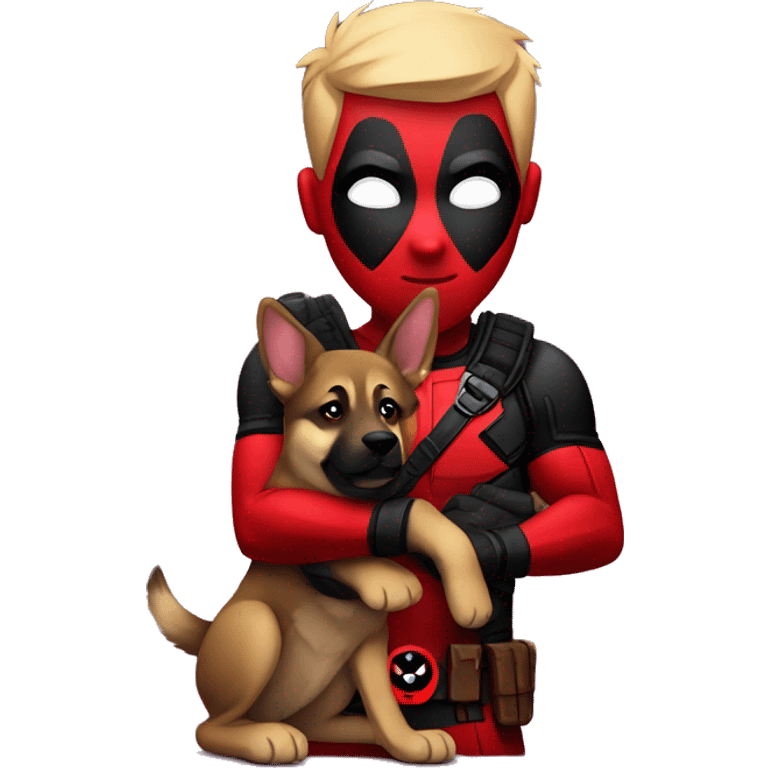 Deadpool holding German shepherd puppy emoji