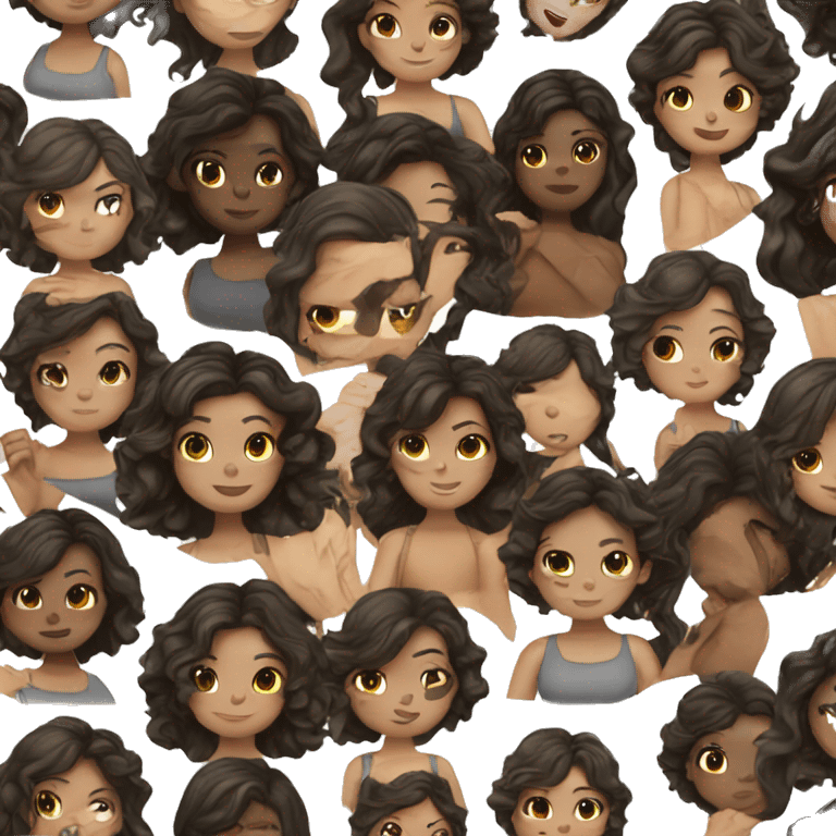 girl with dark wavy hair and tan skin emoji