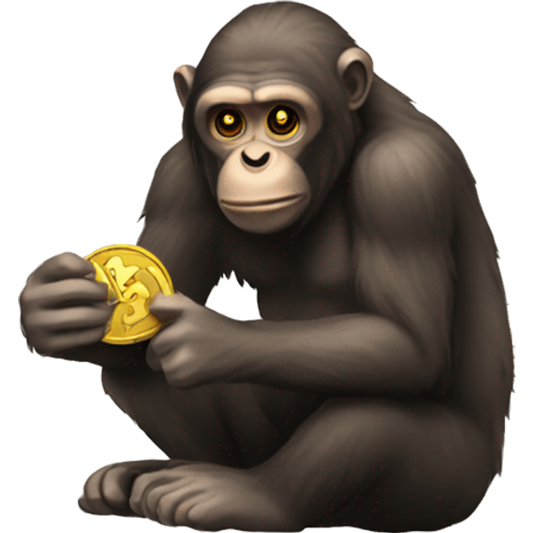 An ape buying cryptocurrency emoji