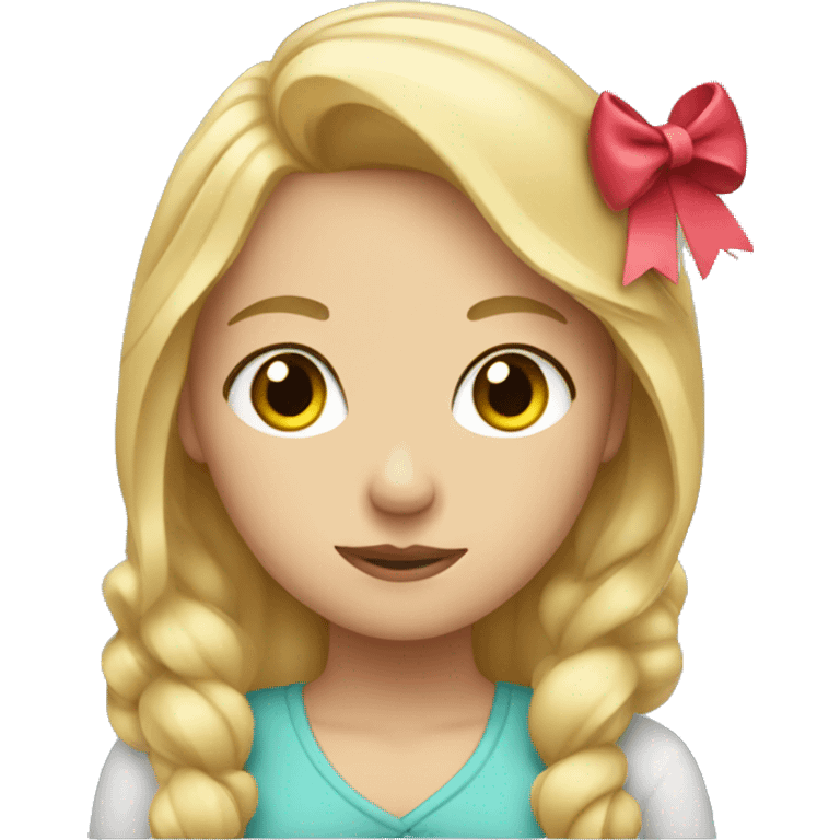 Blonde girl with bow emoji