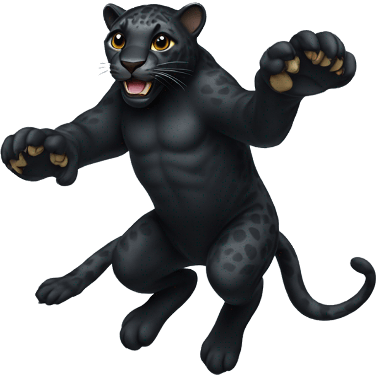 winged black leopard jumping emoji