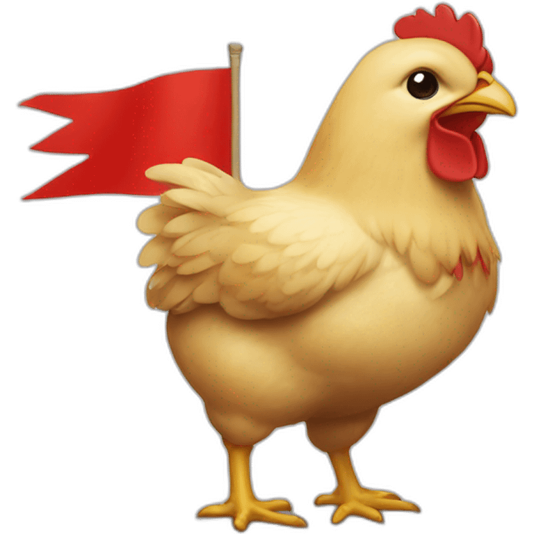 Chicken holding a red flag emoji