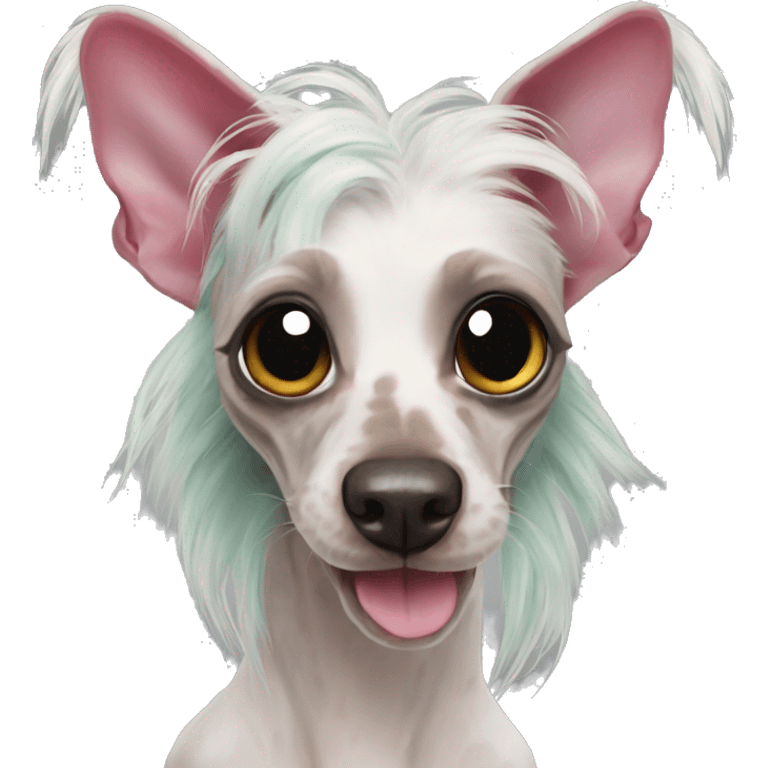 Punk Chinese crested dog rainbow gecko markings emoji