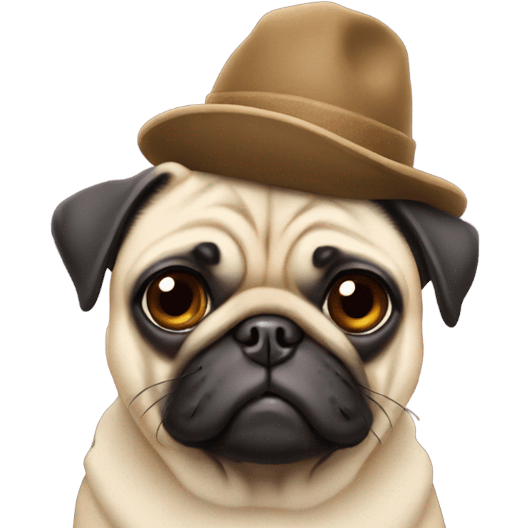 Pug with a hat emoji