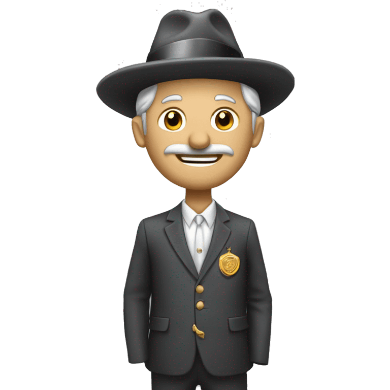 un homme d'affaire avec de l'argent dans sa main et un chapeau emoji