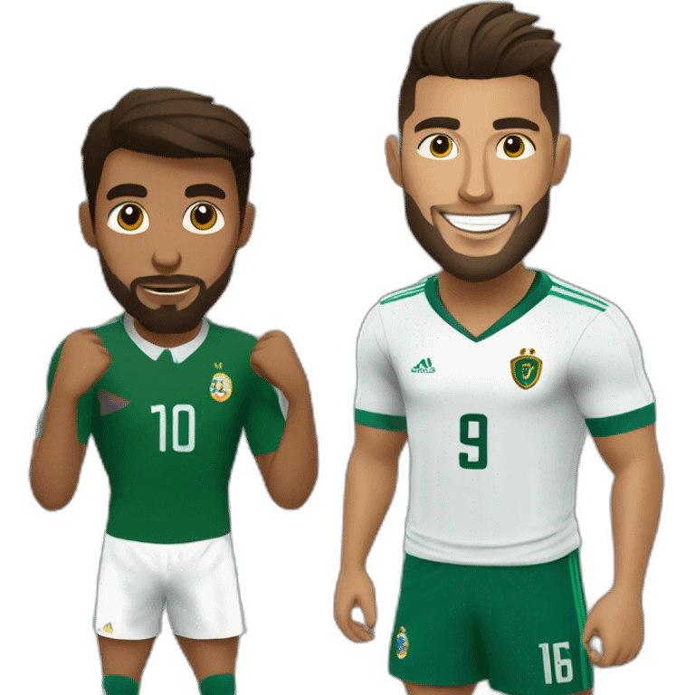 little brown man with a beard next to the great Cristiano Ronaldo playing football emoji