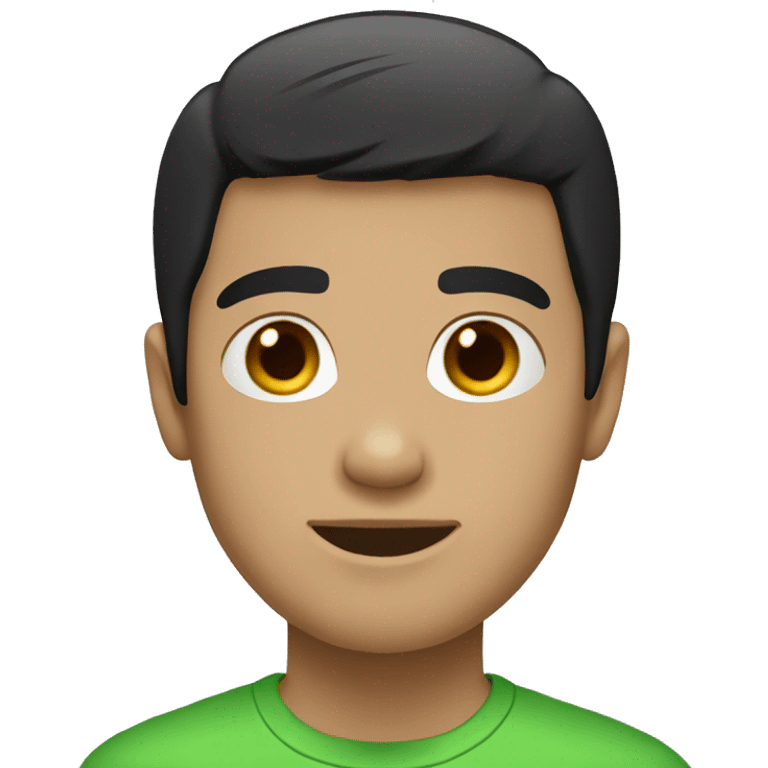 short black hair male green t-short emoji