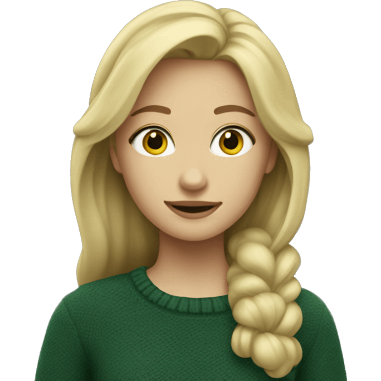 Blonde girl in hunter green sweater emoji