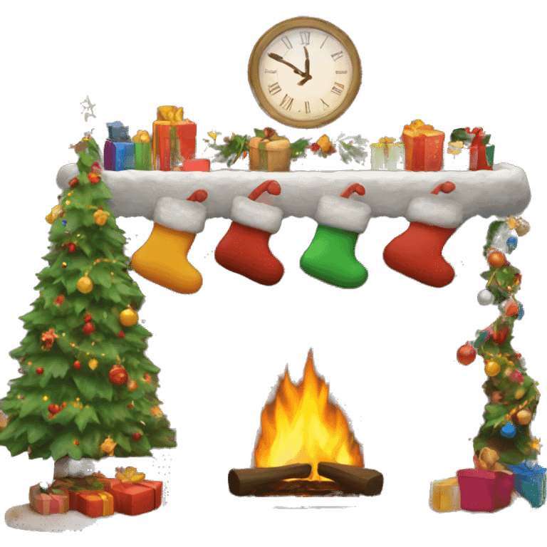 Colorful Christmas fireplace emoji