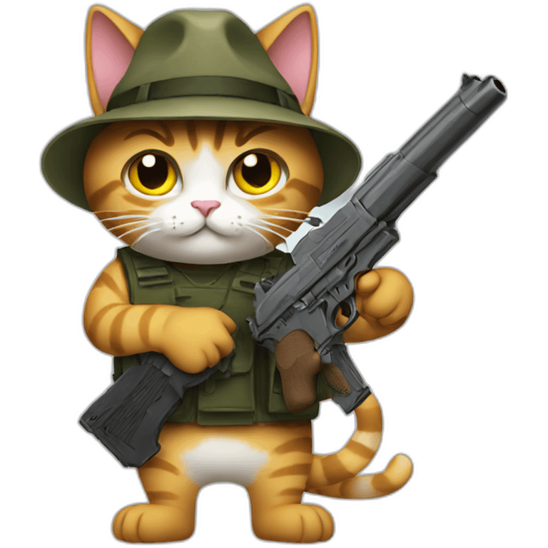 a cat holding a gun emoji