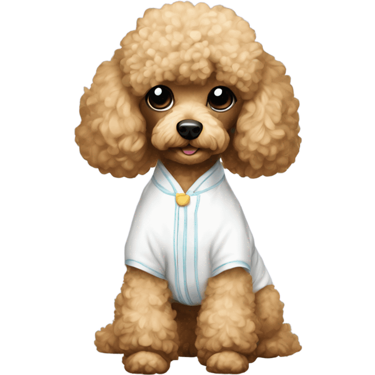 toy poodle wearing white pjs emoji