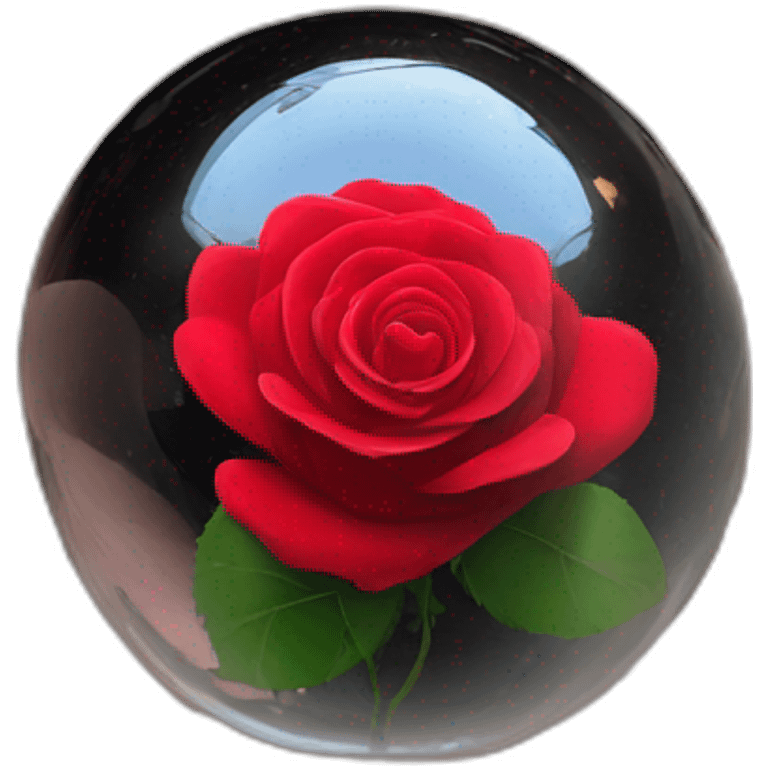 Red rose in a dark shiny glass sphere  emoji