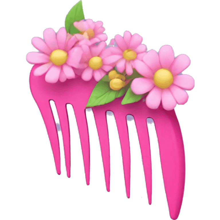 Pink comb with flowers emoji