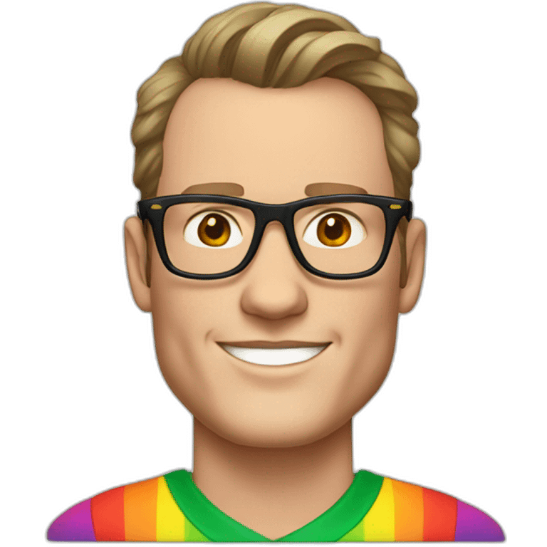 Jonathan Toews wearing glasses and rainbow clothes emoji