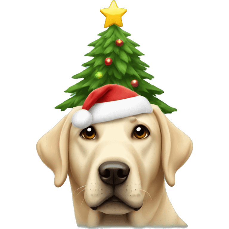 Labrador with a christmas tree emoji