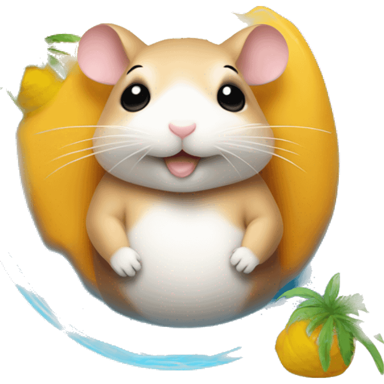 hamster in hotel minimalista con piscina relax emoji