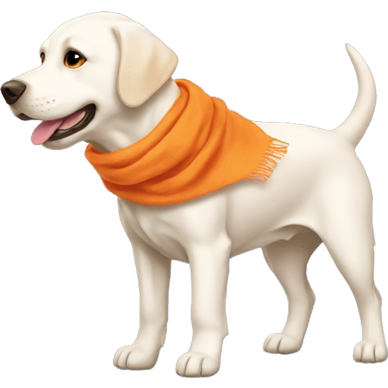 White Labrador with orange scarf  emoji