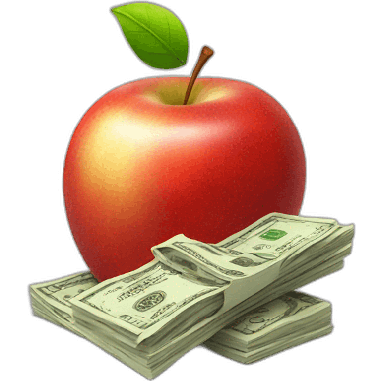 red apple with lot of money emoji