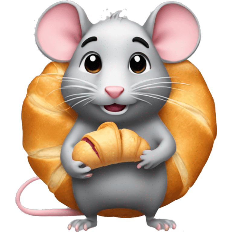 Rat with croissant  emoji