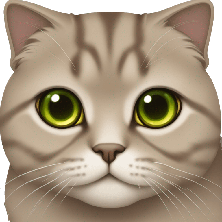 Brown scottish fold cat with green eyes  emoji