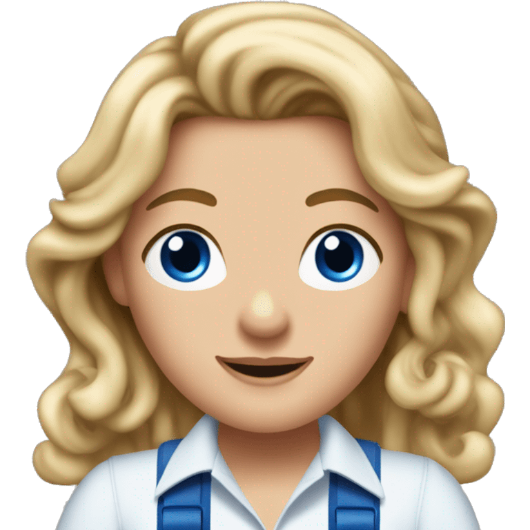 donna sheridan from mamma mia with blue shirt and suspenders emoji