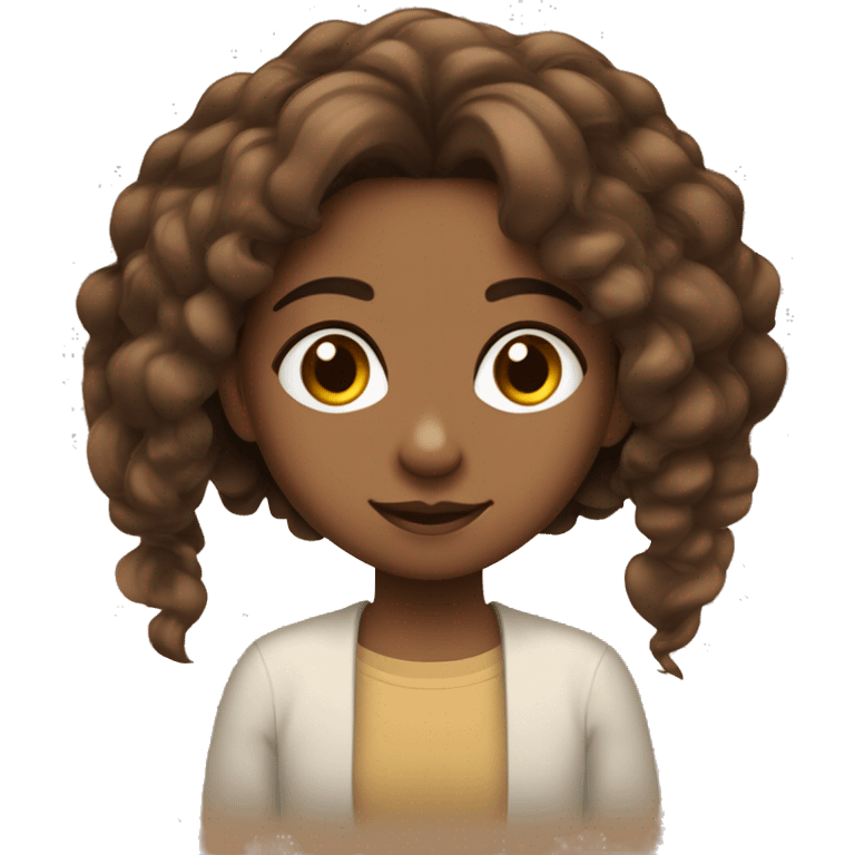 criança menina cabelo marrom olhos cor de mel cabelo liso  emoji