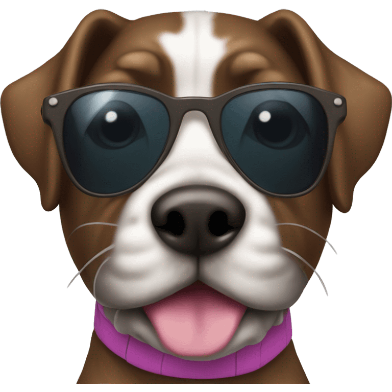 brindle dog with sunglasses emoji