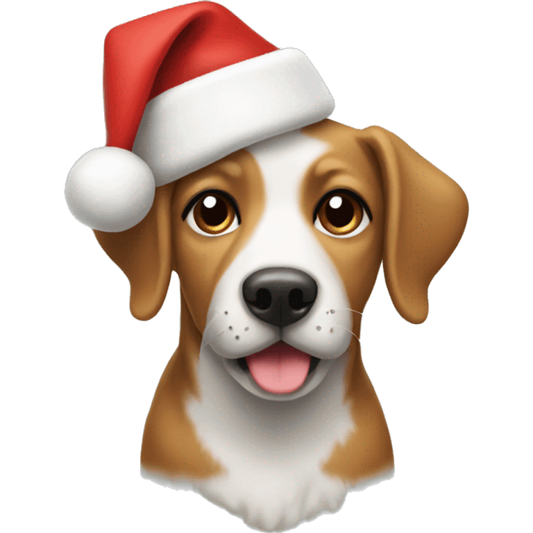 a dog wearing a christmas hat emoji