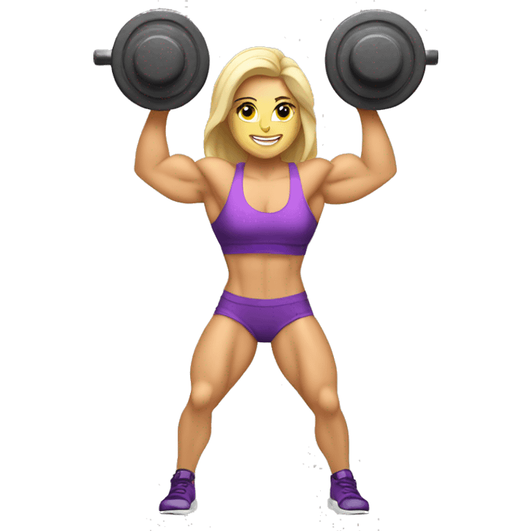 female Caucasian bodybuilder lifting weights emoji