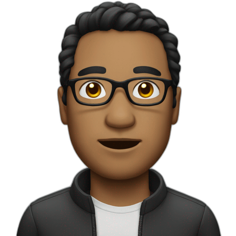 man with black hair with glasses emoji