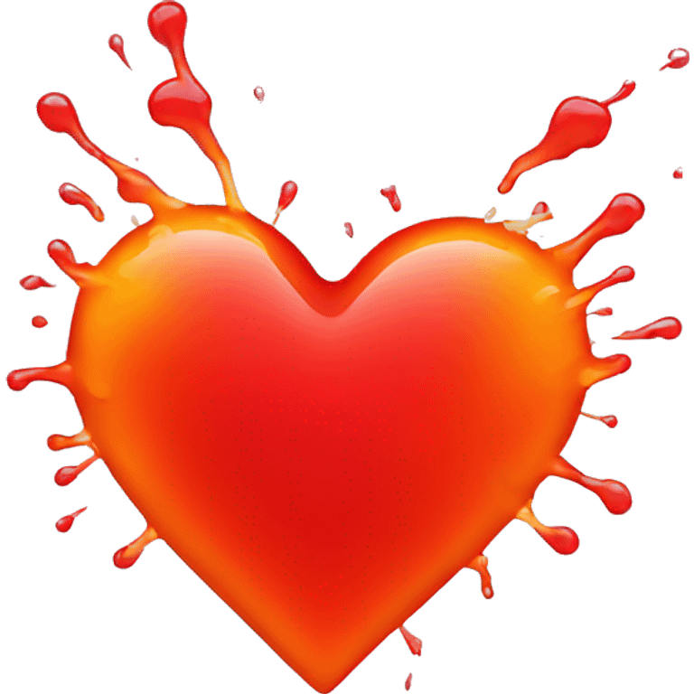 bleeding red heart shape glowing red-orange emoji