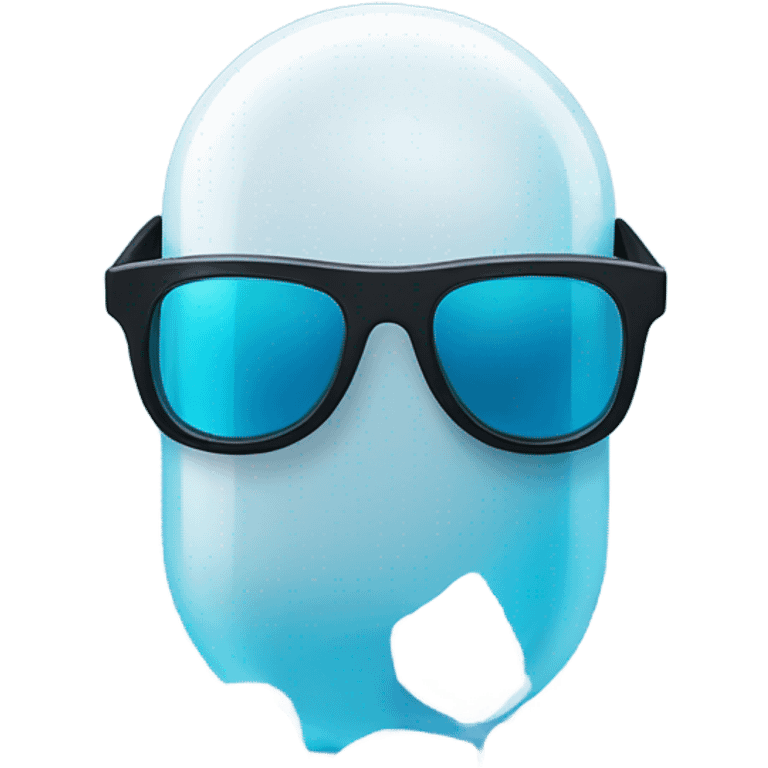 Pill with sunglasses on top of ice emoji