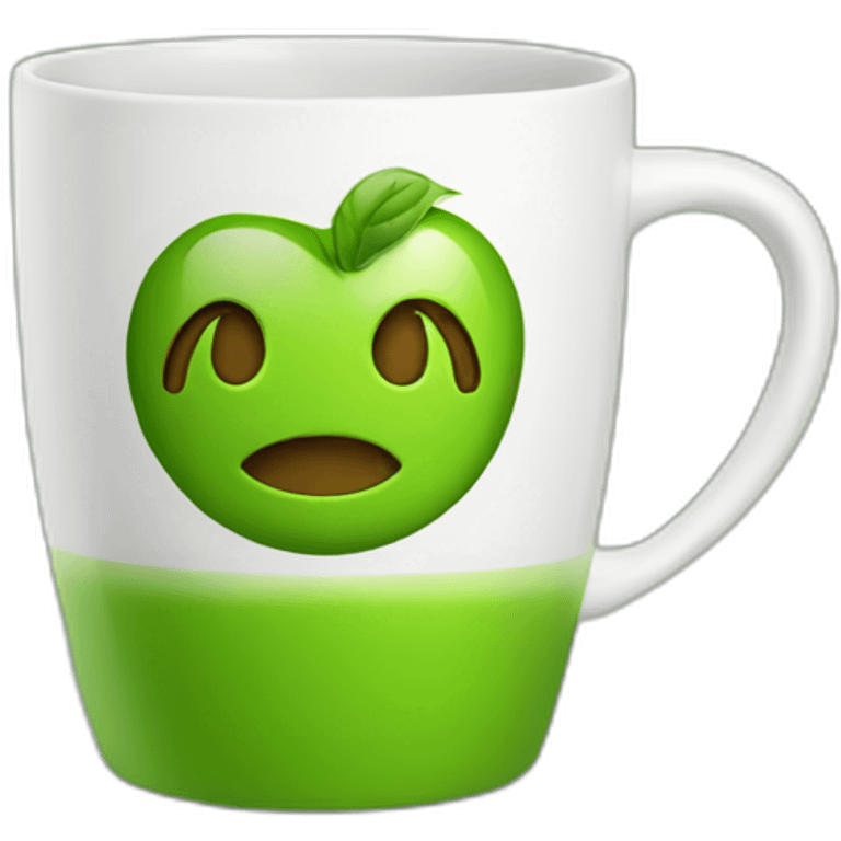 Green coffee mug with aroma emoji