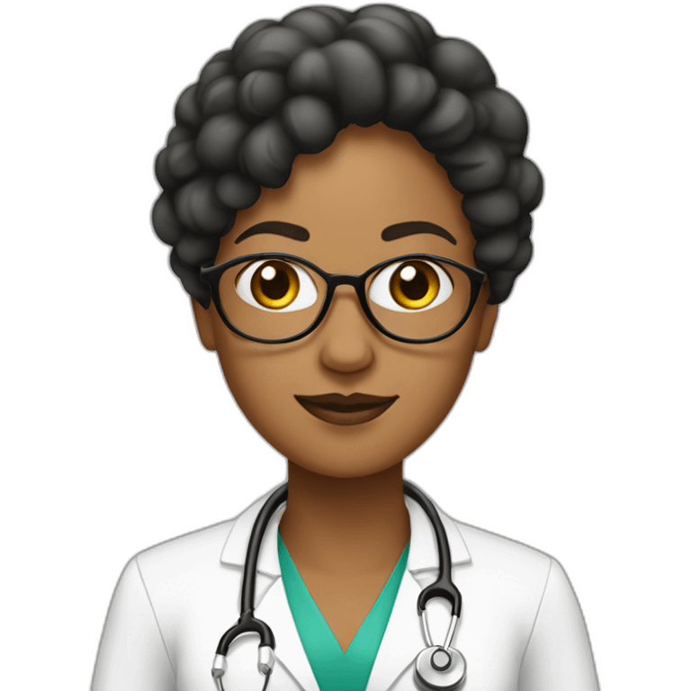 DOCTORA PELO LARGO CON RULOS NEGROS PIEL BLANCA  emoji