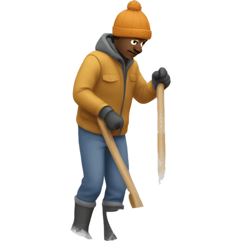 A man clearing snow in a warm country emoji