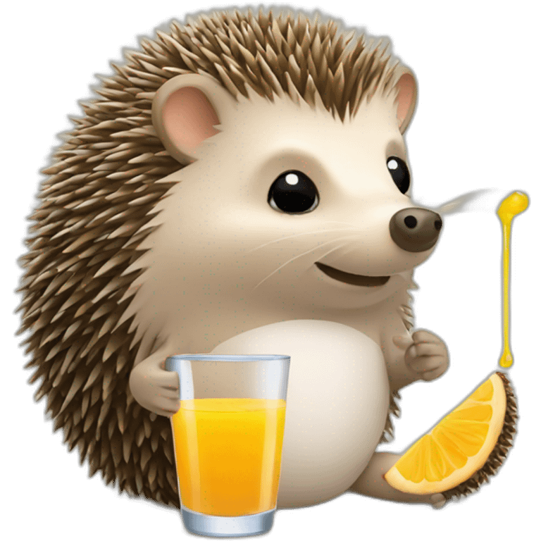 hedgehog drinks juice emoji