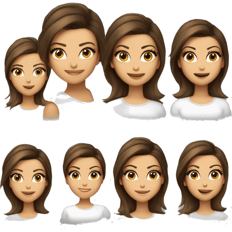 visage 3/4, contrasté, ombre, lumière, expression eva longoria, debout de loin, nez fin, femme brune, yeux noisette, longs cils, cheveux foncés dégradés épaule, t-shirt blanc, jean, baskets blanches emoji