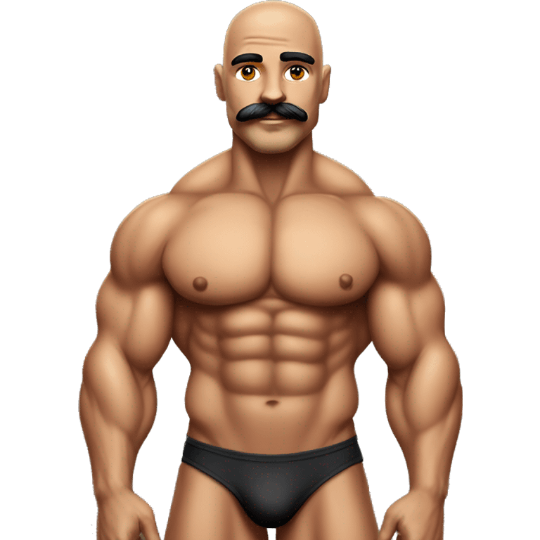 Muscular gay bodybuilder with mustache bikini realistic emoji