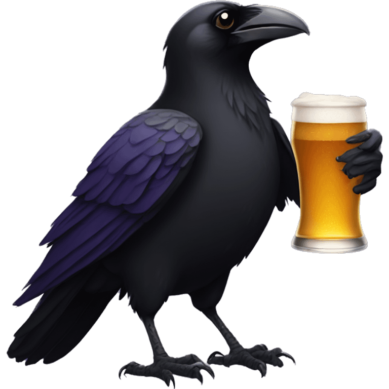 raven holding a beer emoji