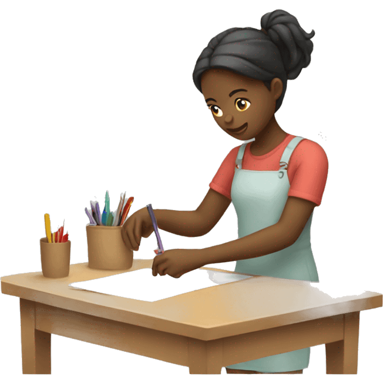 A girl doing crafts emoji