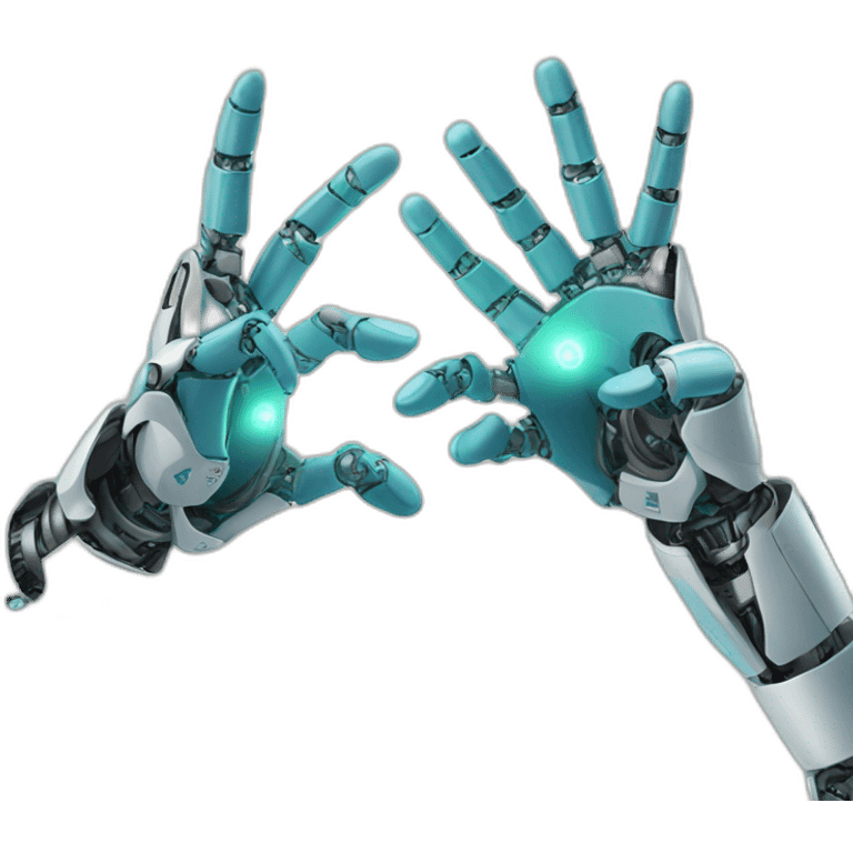 hands robot and human high-five each other emoji