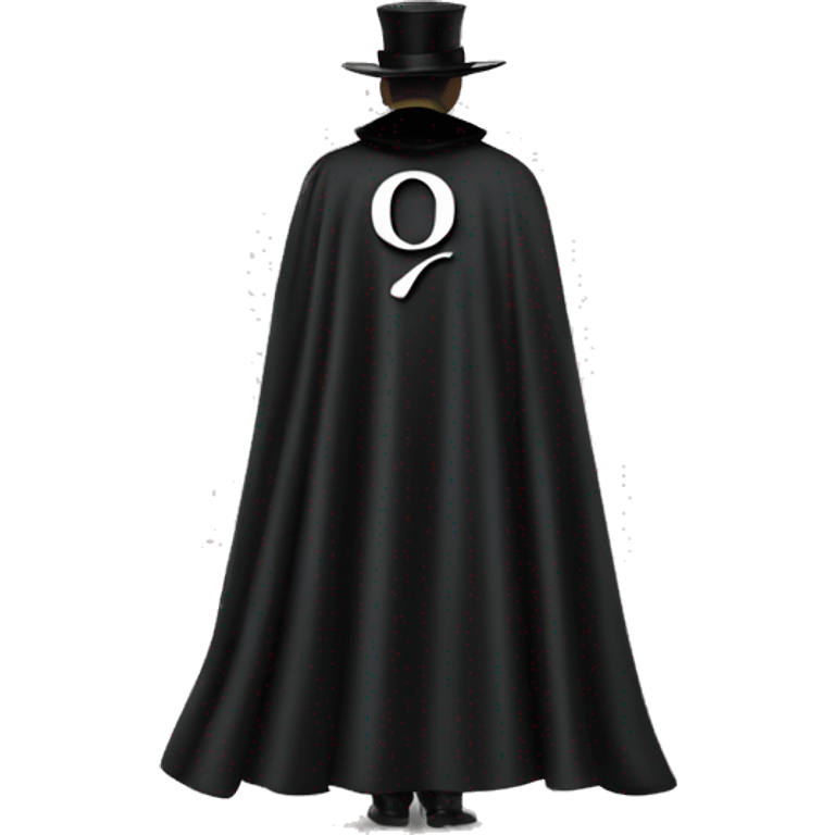 back profile of black magician, cape that says Dior, Dior logo on the cape emoji