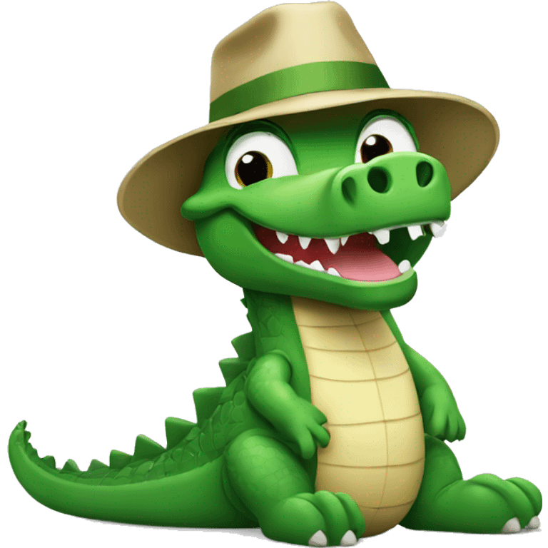 Cute celebrating crocodile emoji