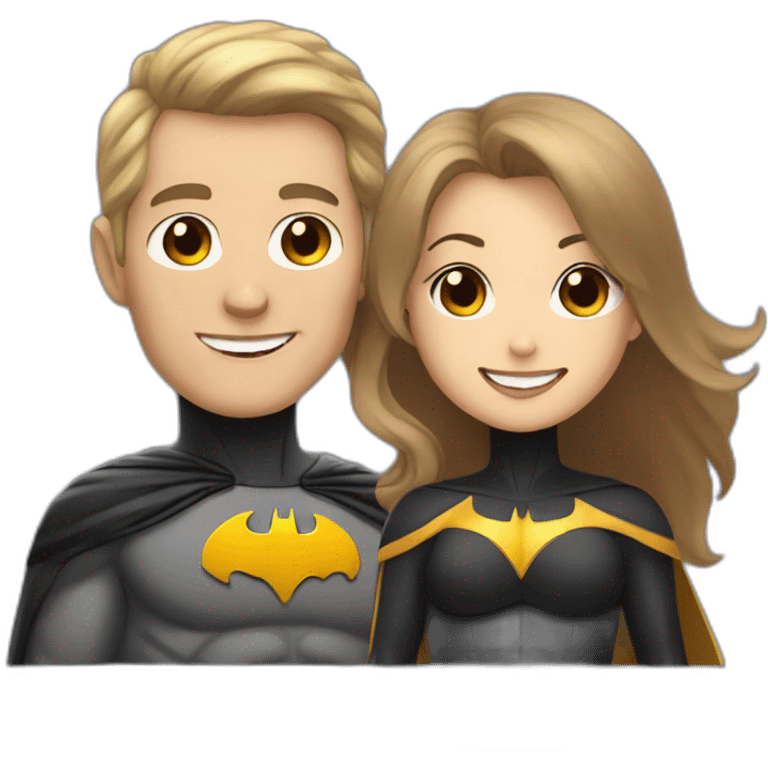 smiling batman and female light brown hair robin emoji