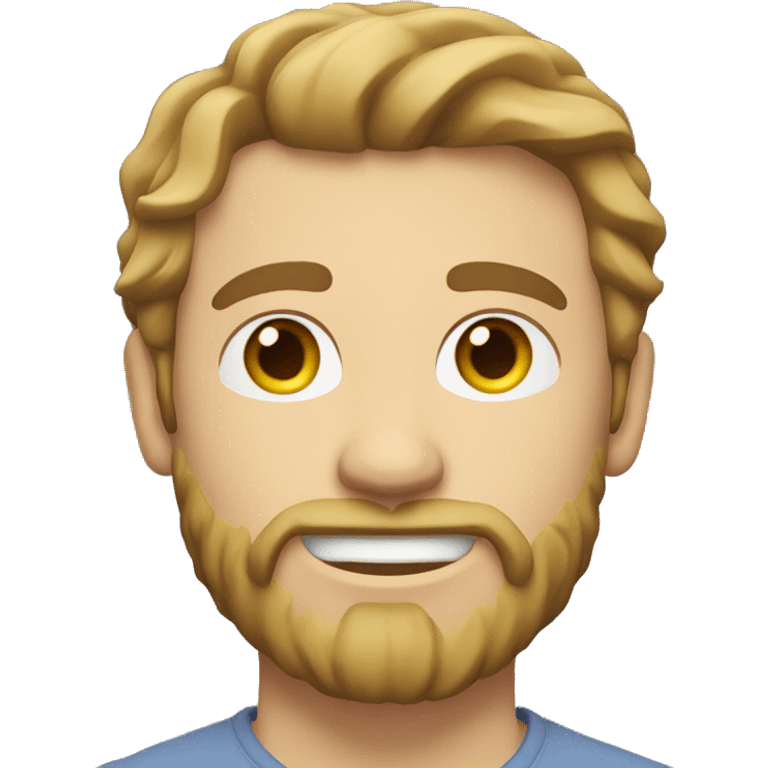 Man with light skin, Caucasian, shoulder-length wavy light brown hair, beard, mustache. emoji