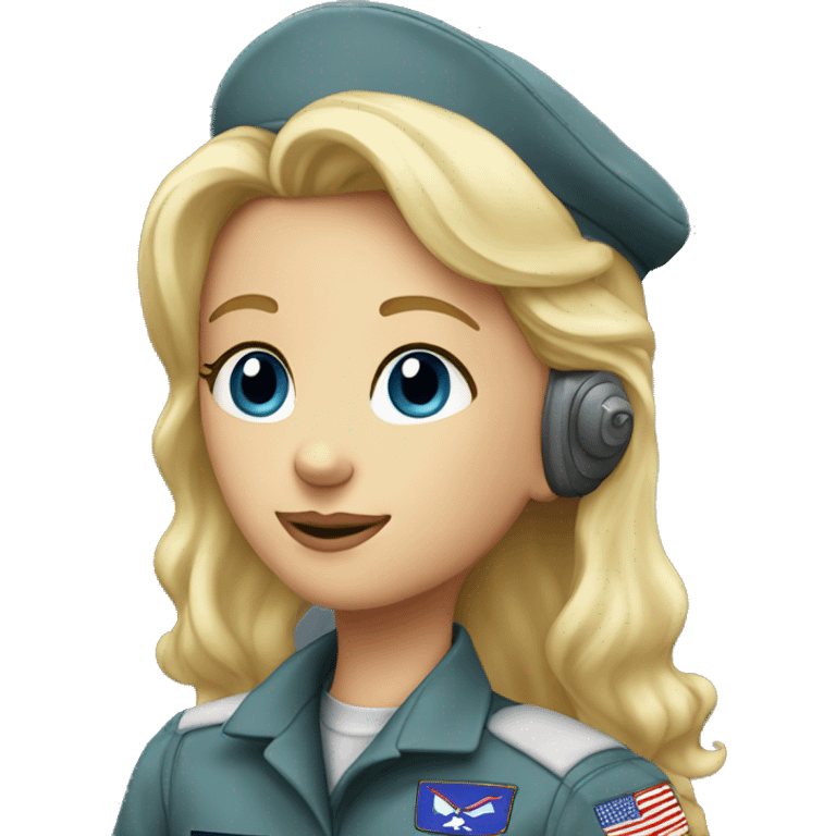 Blonde girl saluting airforce pilot emoji