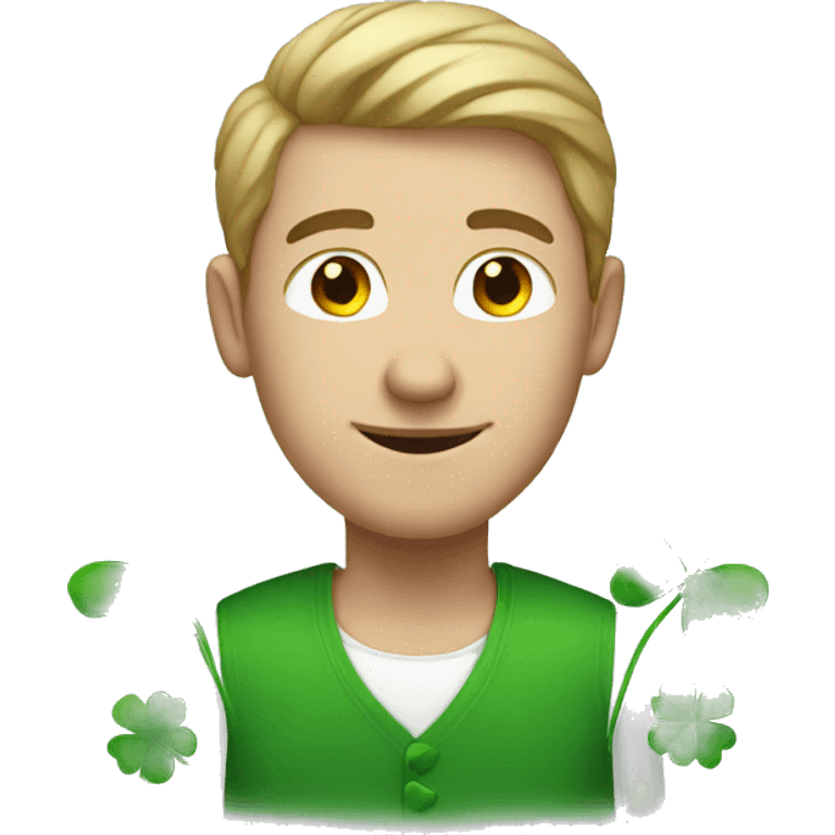 white man with four leaf clover emoji