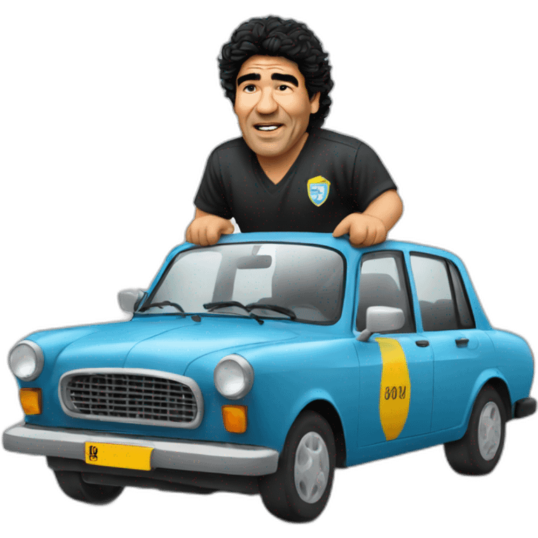 Maradona driving taxi emoji