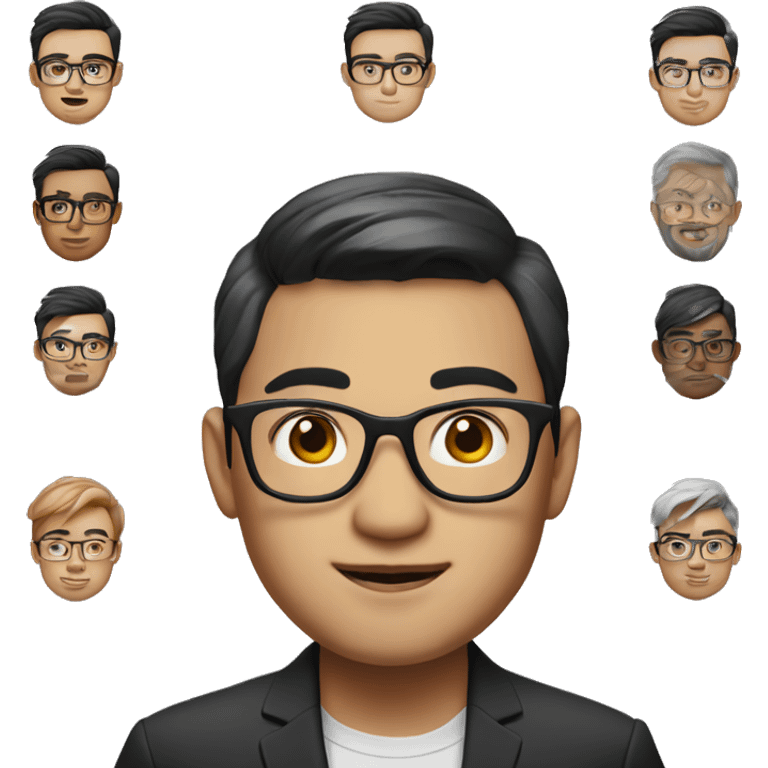 memoji, portrait, asian, glasses guy, 25 years old, ceo emoji